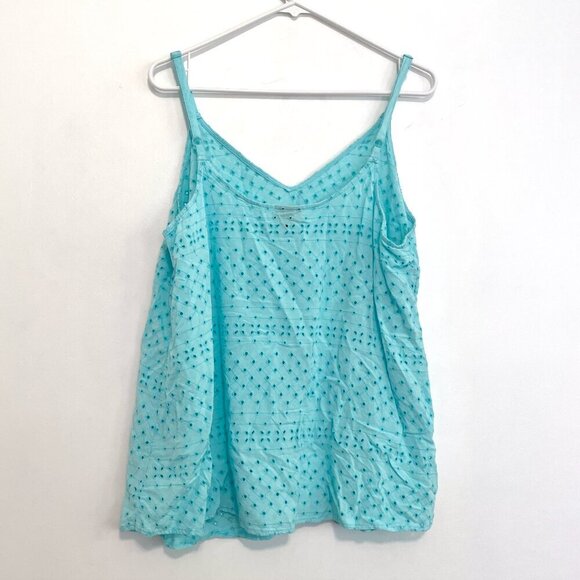TORRID 2 Plus Size Sophie Eyelet Swing Cami Aqua Blue Sleeveless Tank Blouse 2X - Picture 12 of 16